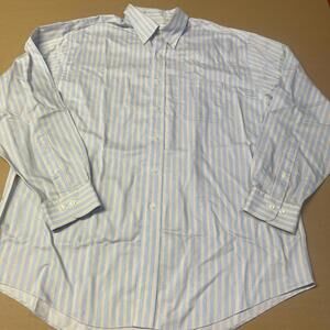 Men's Brooks Brothers Dress Shirt Blue Yellow Stripe 346 Size L